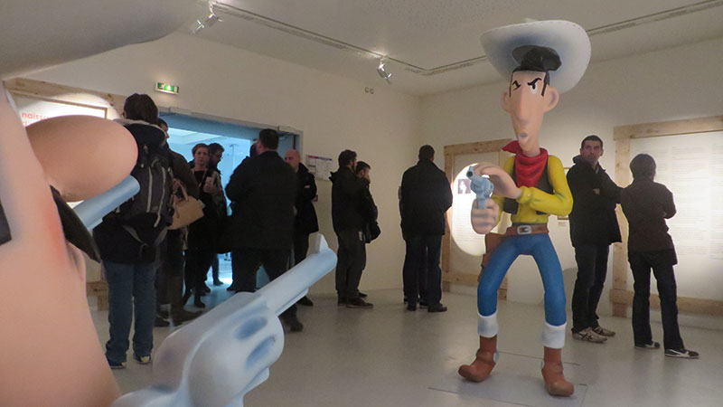 Angoulême 2016: Im Eingangsbereich zur große Morris-Ausstellung begrüßte ein überlebensgroßer Lucky Luke die Besucher
