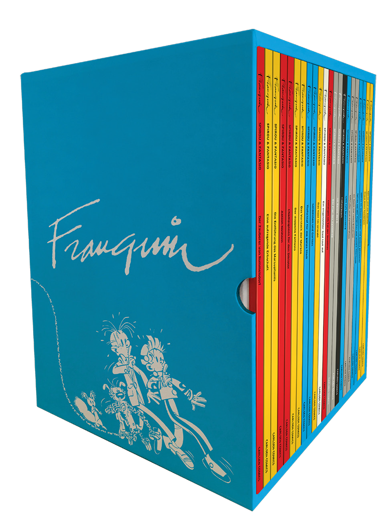 Der Schuber enthält alle Spirou-Alben von André Franquin