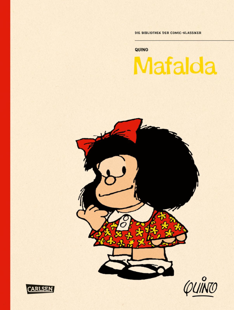 Das Titelbild von Mafalda, Band 5 in Carlsens Bibliothek der Comic-Klassiker.