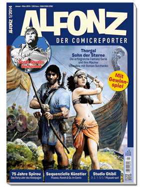 Das Cover von Alfonz 1/2014 zeigt Thorgal und seine Gegenspielerin Kriss de Valnor