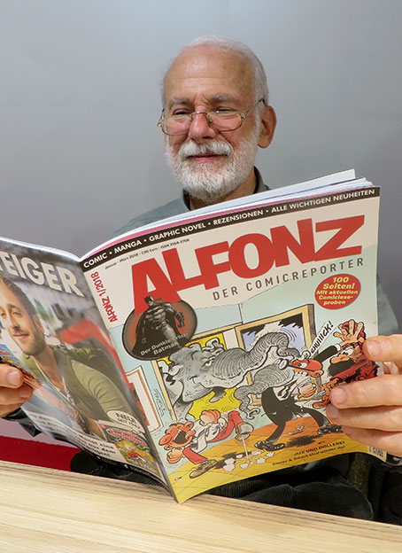 Vittorio Giardino liest ALFONZ. Foto © 2018 Edition Alfons