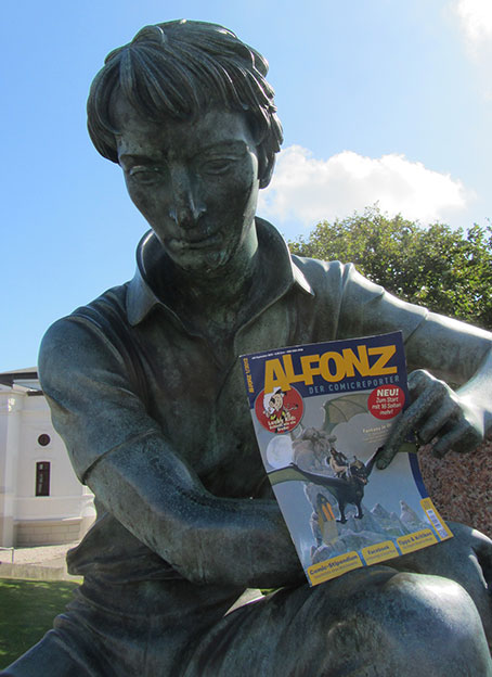 »Heinrich Heine« liest ALFONZ! Foto © 2012 Edition Alfons