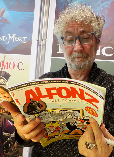 Régis Loisel liest ALFONZ. Foto © 2018 Edition Alfons
