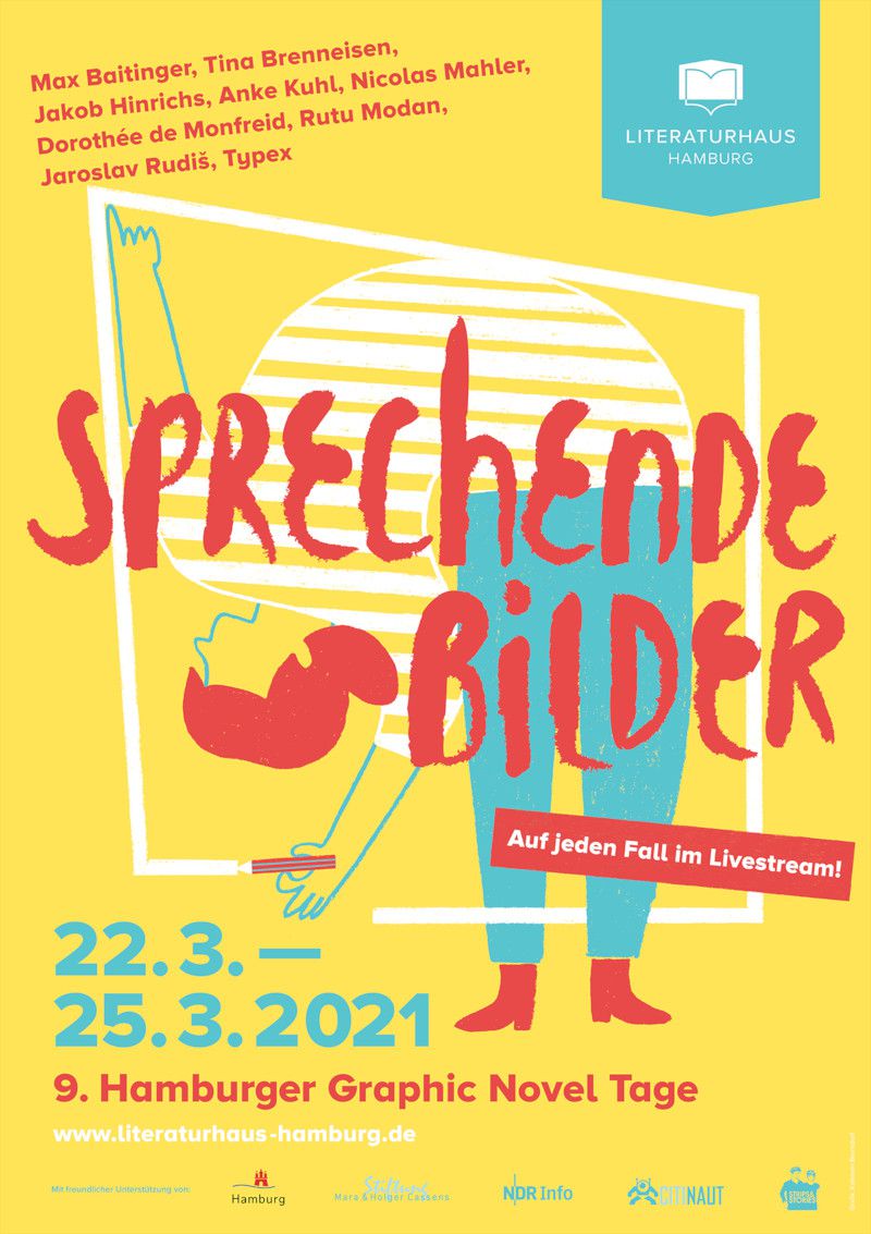 Das Plakt zu den 9. Hamburger Graphic-Novel-Tagen, gestaltet von Kathleen Bernsdorf.